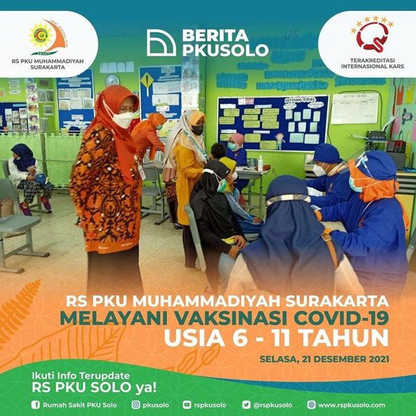 RS PKU Muhammadiyah Surakarta Melayani Vaksinasi Covid-19 Usia 6 - 11 Tahun