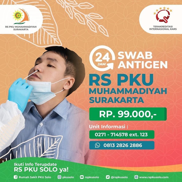 Perubahan Pelayanan SWAB Antigen RS PKU Muhammadiyah Surakarta